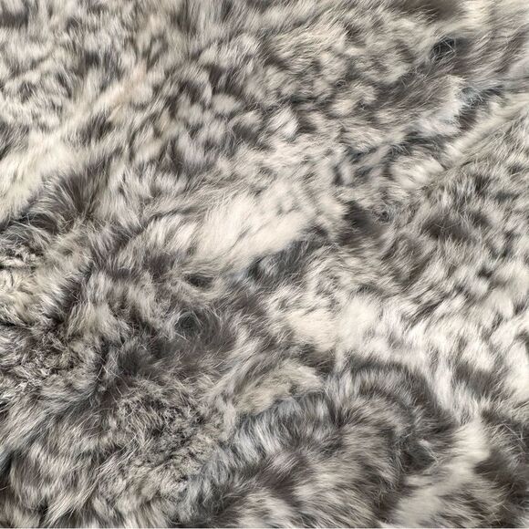 Halston Heritage Gray Rex Rabbit Convertible Knit Stole Wrap Scarf - Picture 3 of 8